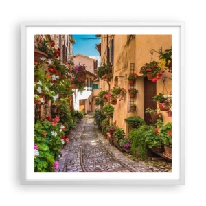 Poster in een witte lijst - Italiaans zijstraatje - 60x60 cm