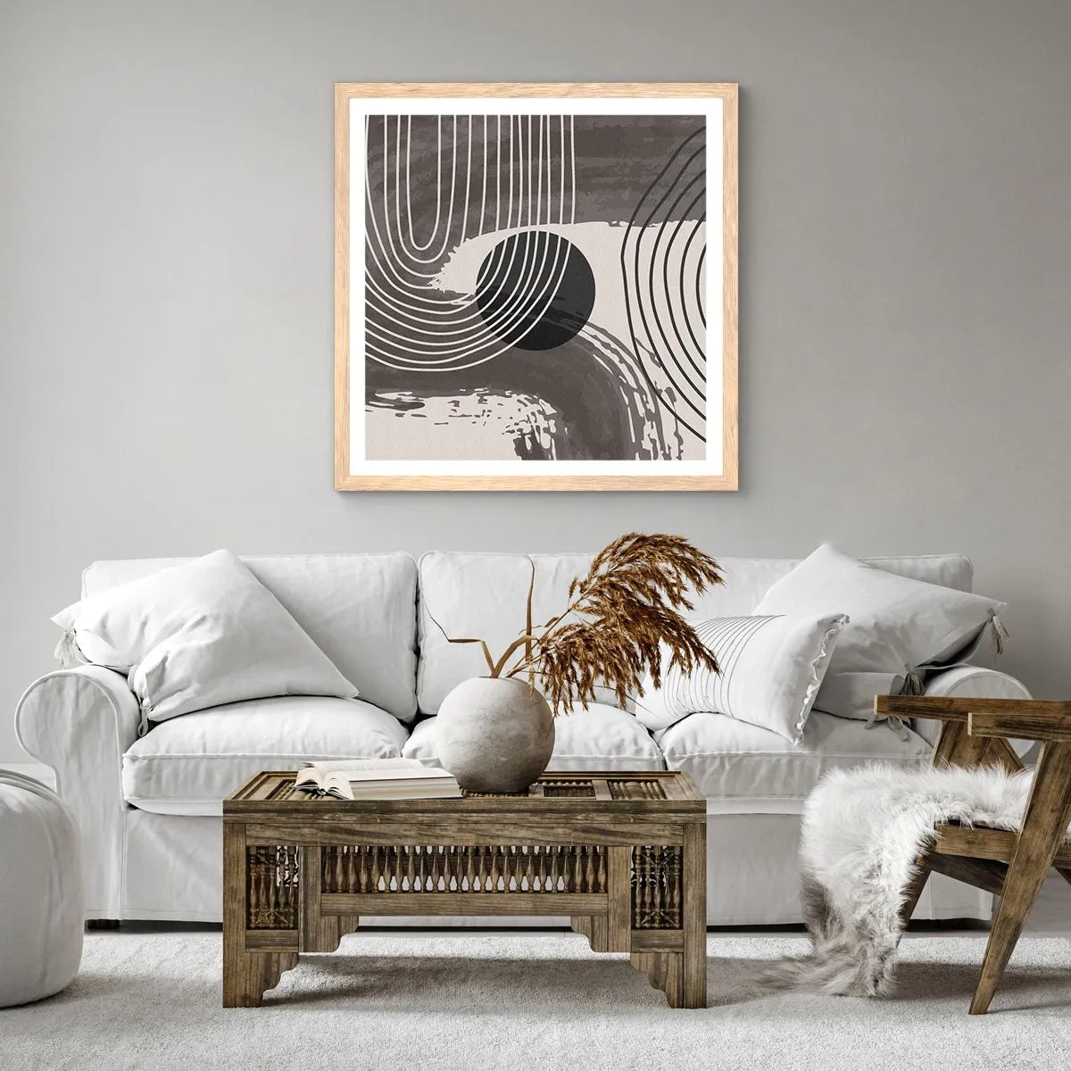 Een poster in een licht eiken lijst - Het ovaal wint - 60x60 cm