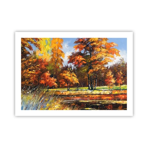 Poster - Landschap in goud en brons - 70x50 cm