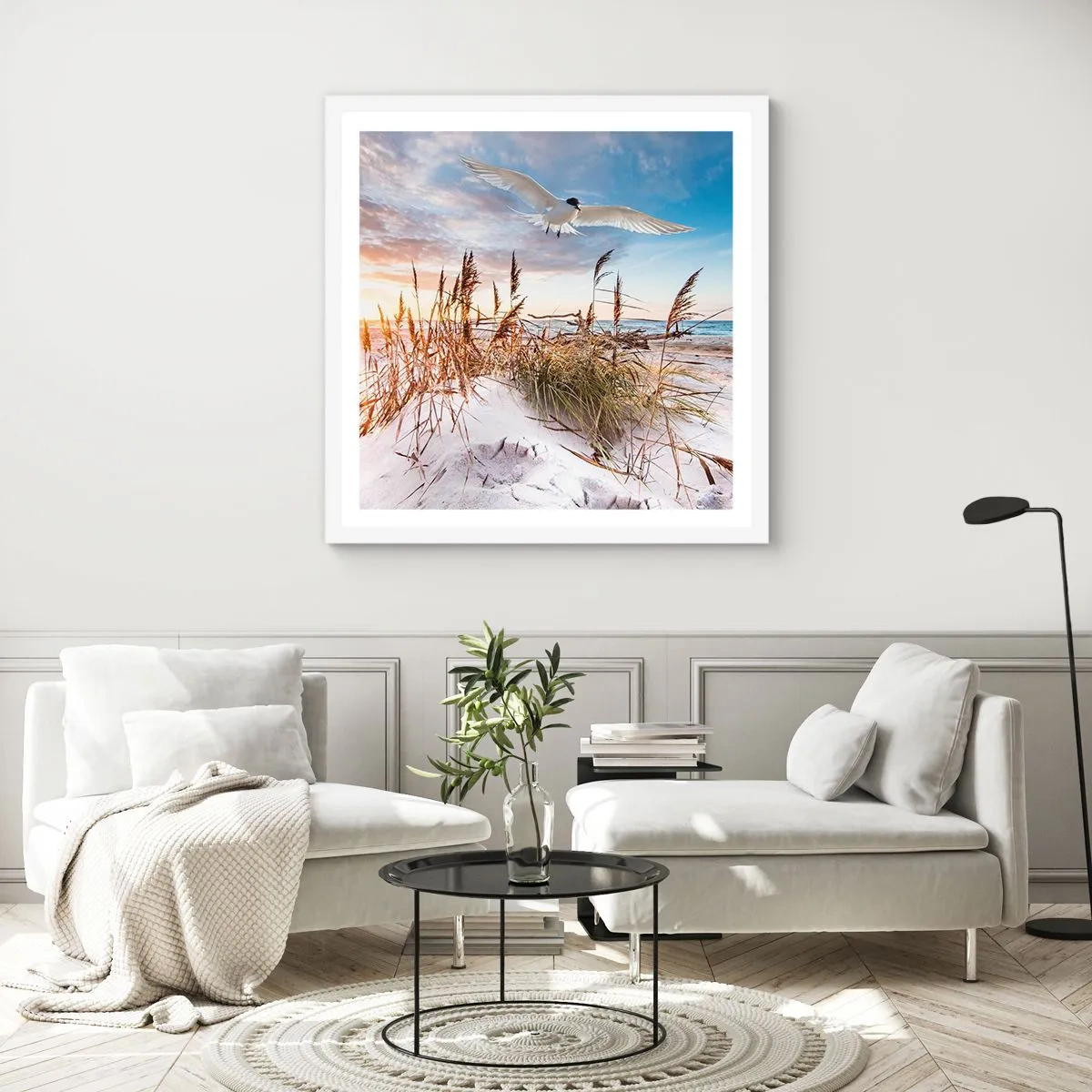 Poster in een witte lijst - Wind uit zee - 30x30 cm