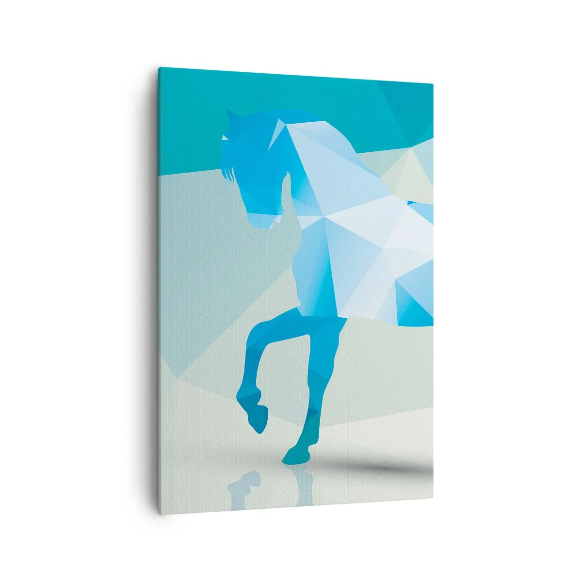 Schilderen op canvas - Geometrisch paard in turkoois - 70x100 cm