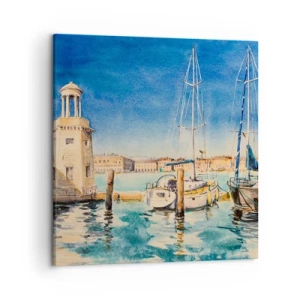 Schilderen op canvas - Zonnige lagune - 50x50 cm