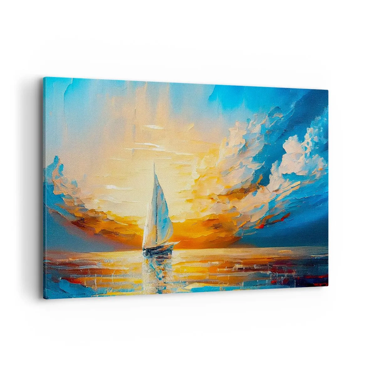 Schilderen op canvas - Zeilen in goud - 120x80 cm