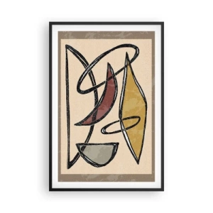 Poster in een zwarte lijst - Compositie – bogen en ovalen - 61x91 cm