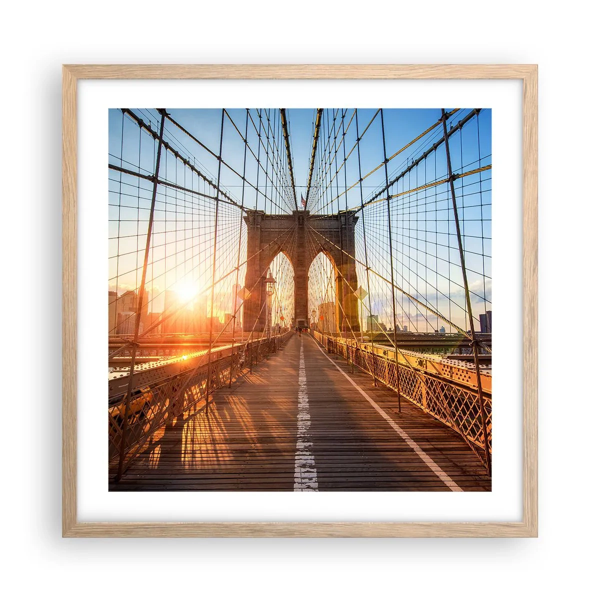 Een poster in een licht eiken lijst - Op de gouden brug - 50x50 cm