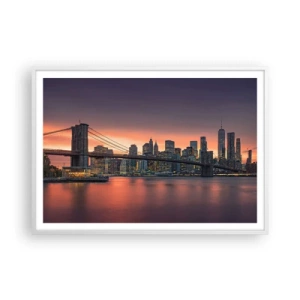 Poster in een witte lijst - Ondergedompeld in lila stilte - 100x70 cm