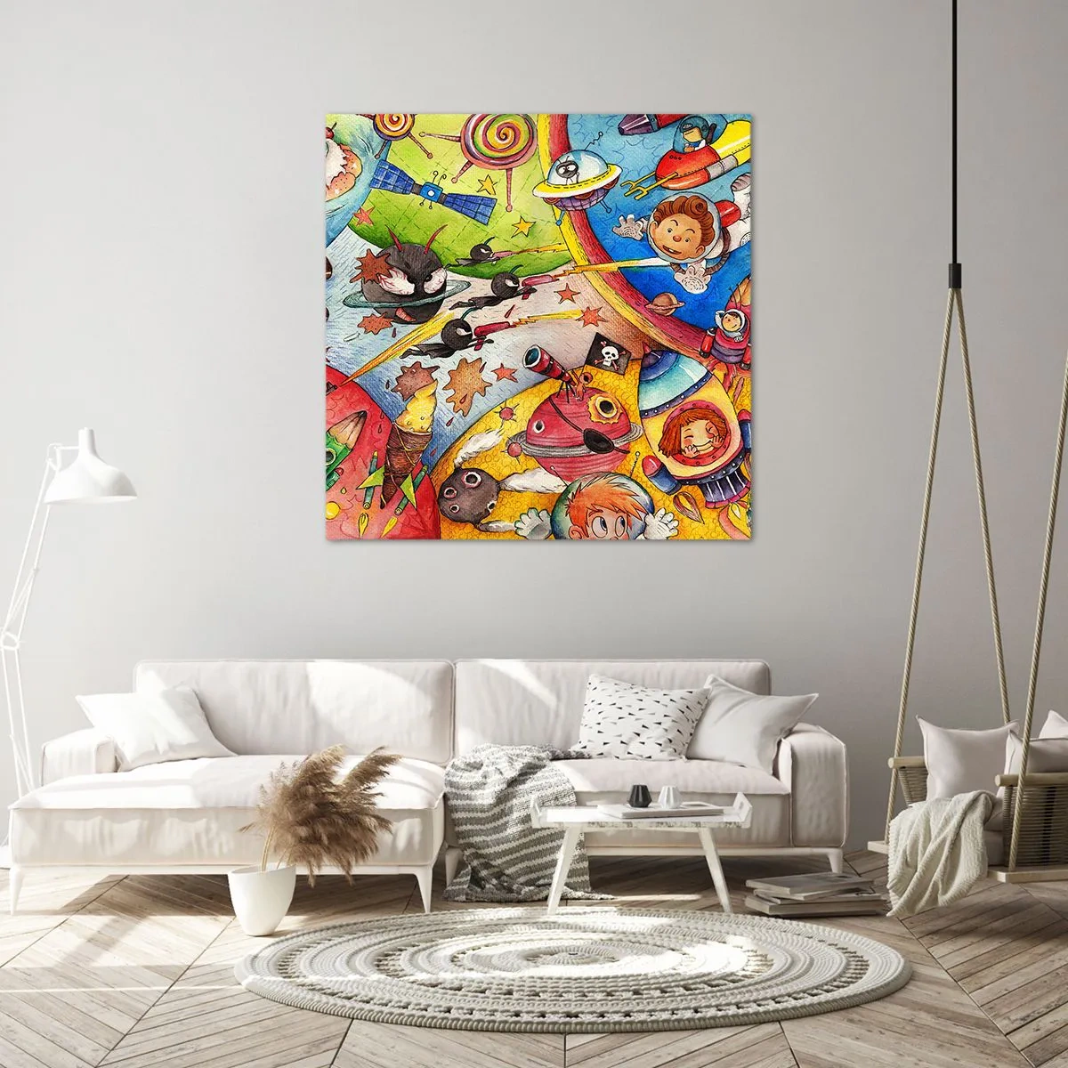 Schilderen op canvas - Geweldig ruimteavontuur - 70x70 cm