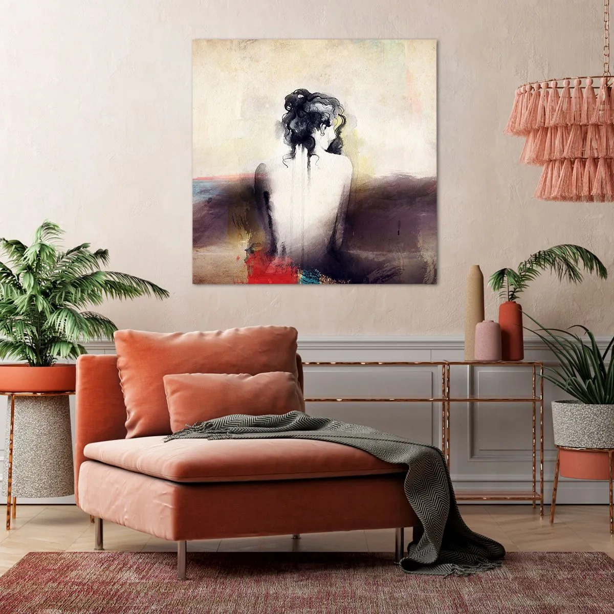 Schilderen op canvas - Vloeiende lijnen, ovale vormen - 50x50 cm