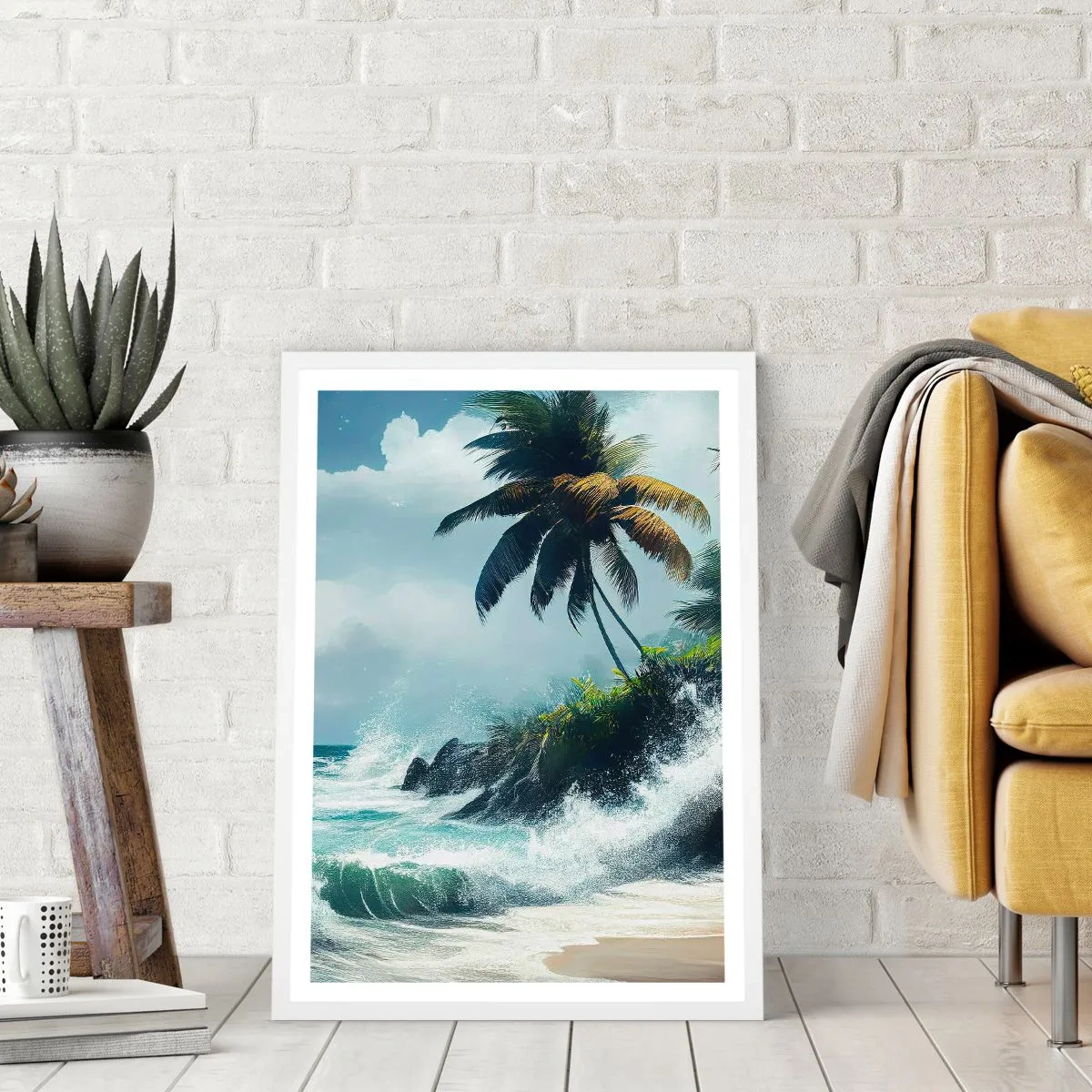 Poster in een witte lijst - Op een tropische kust - 40x50 cm