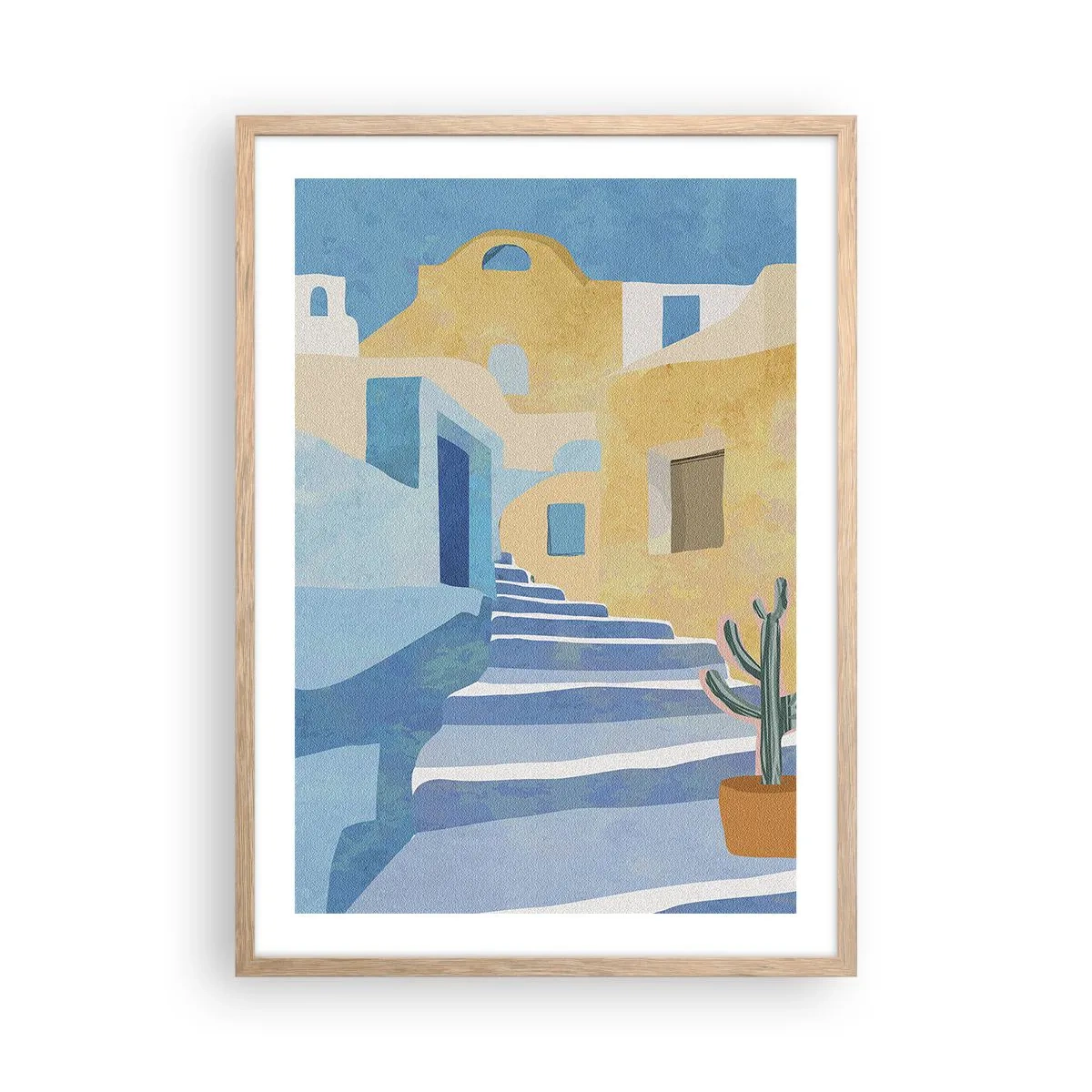 Een poster in een licht eiken lijst - Een dag in een Arabische stad - 50x70 cm