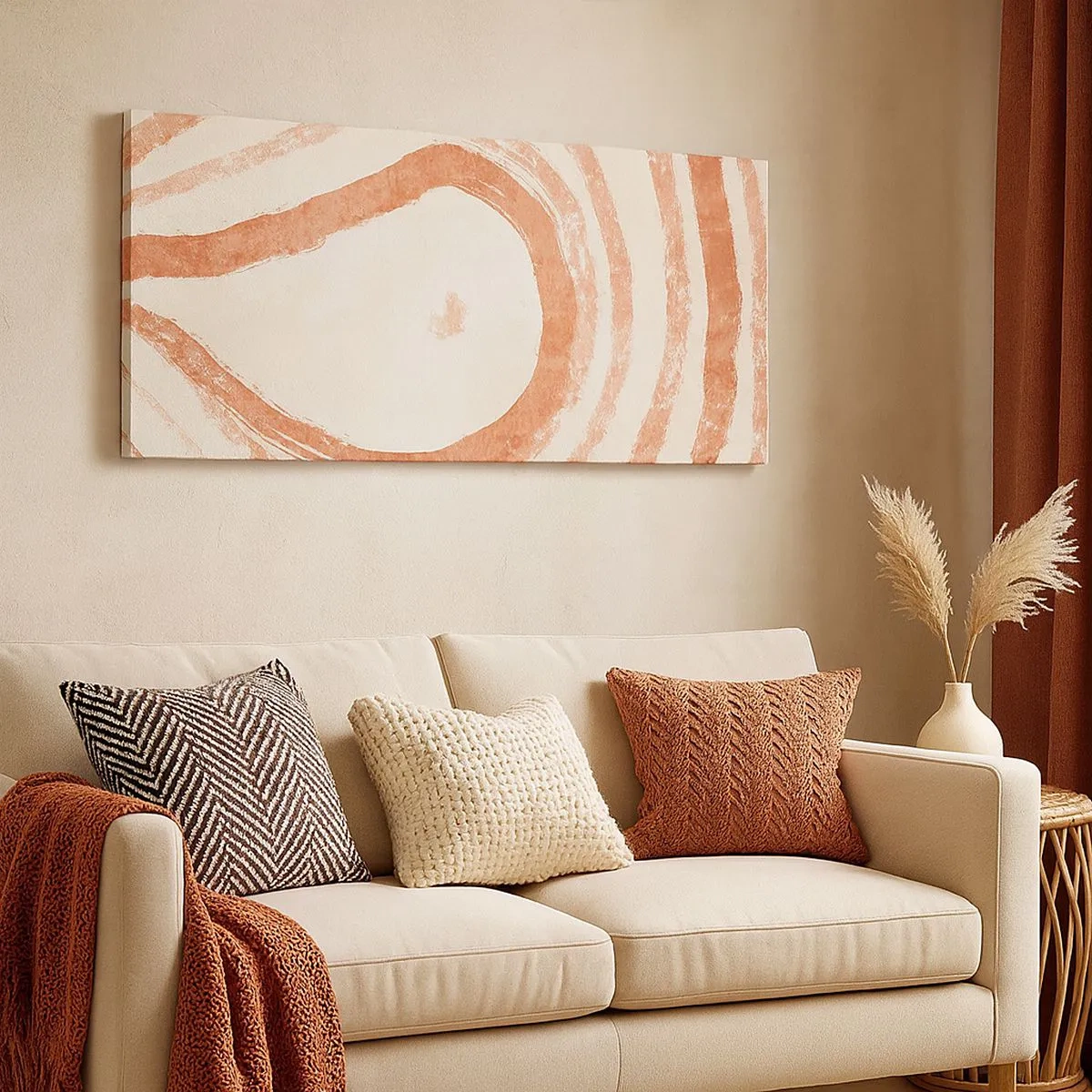 Schilderen op canvas - Koraalcirkels – compositie - 100x40 cm