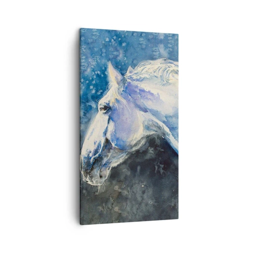 Schilderen op canvas - Portret in een blauwe gloed - 45x80 cm