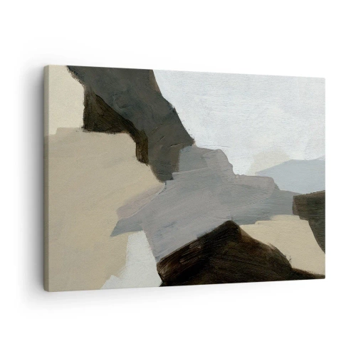 Schilderen op canvas - Abstracte vormen in tinten beige, bruin en grijs - 70x50cm - Abstractie: het kruispunt van grijs - Moderne wanddecoratie voor woonkamer en slaapkamer ARTTOR