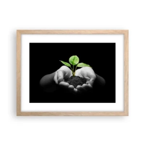Een poster in een licht eiken lijst - Ik hou van de natuur, ik bescherm haar - 40x30 cm
