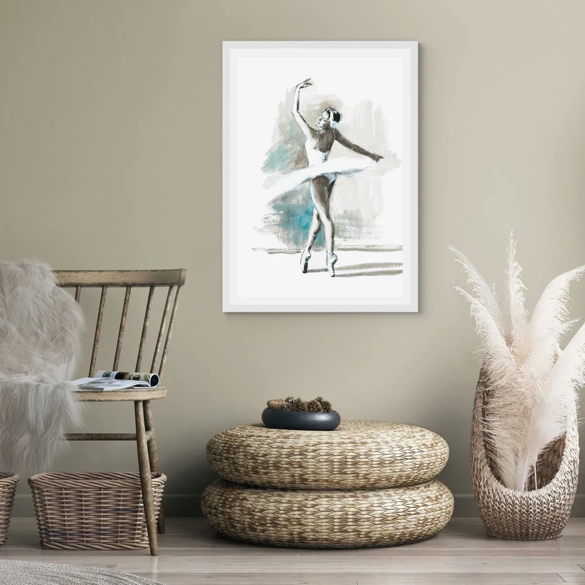 Poster in een witte lijst - Betoverd in een zwaan - 61x91 cm