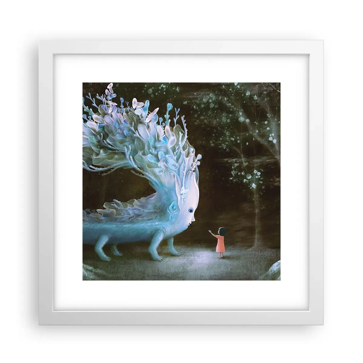 Poster in een witte lijst - Fantastische ontmoeting - 30x30 cm