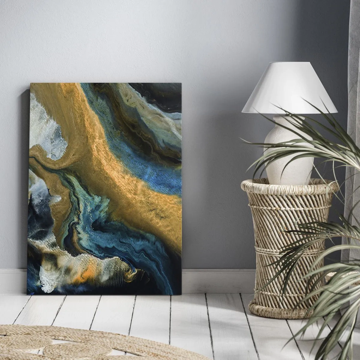 Schilderen op canvas - Blauw - geel - wederzijdse invloeden - 50x70 cm