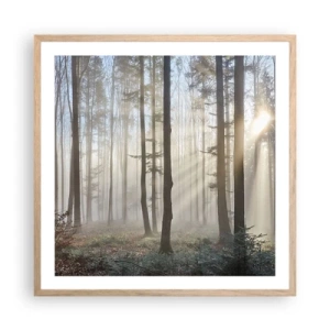 Een poster in een licht eiken lijst - De mist werd ook wakker - 60x60 cm