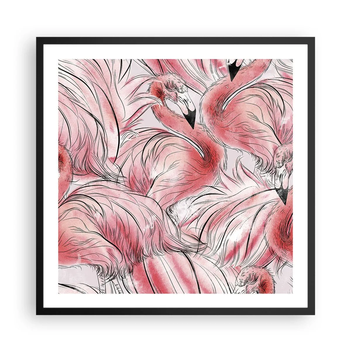 Poster in een zwarte lijst - Vogelcorps de ballet - 60x60 cm