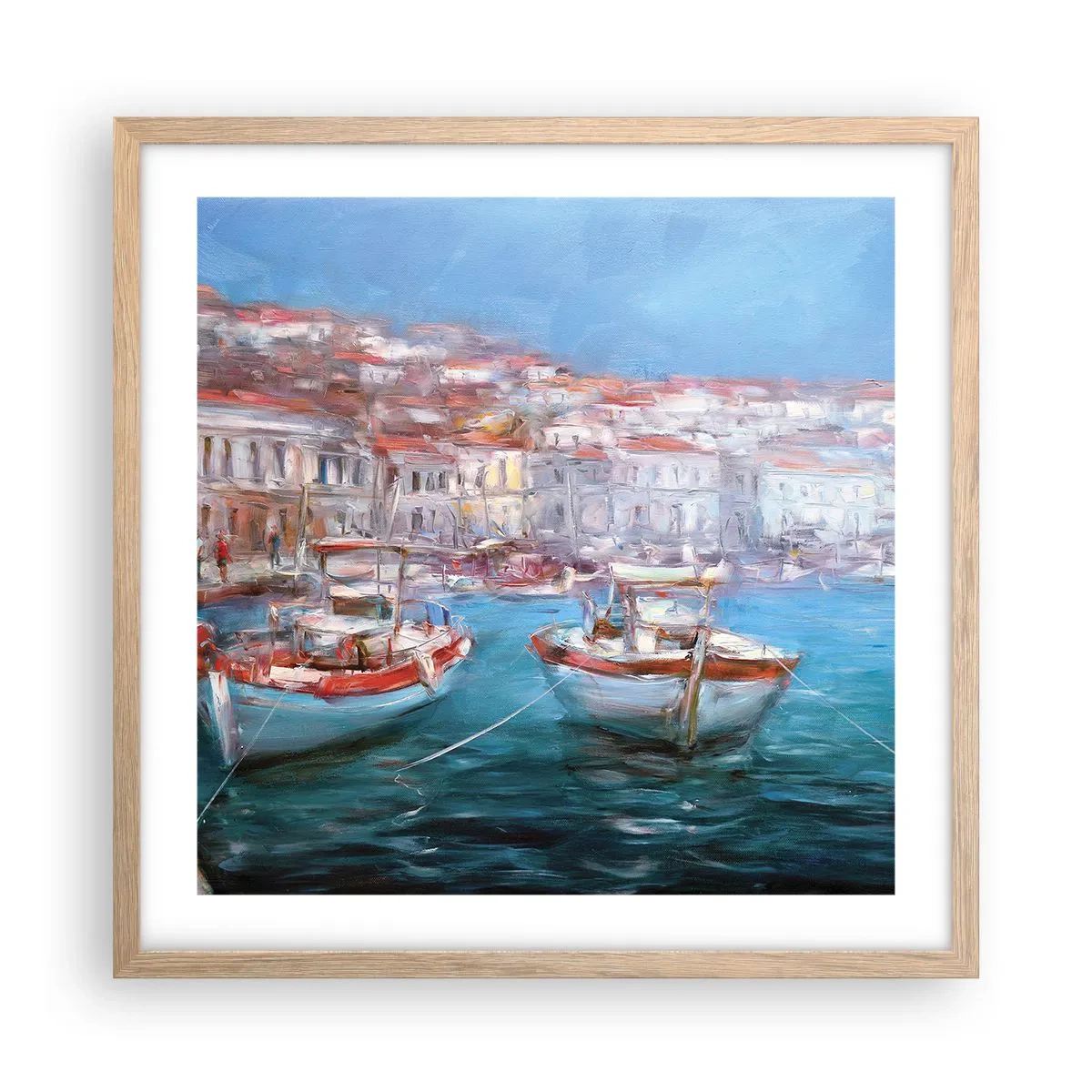 Een poster in een licht eiken lijst - Italiaanse baai - 50x50 cm