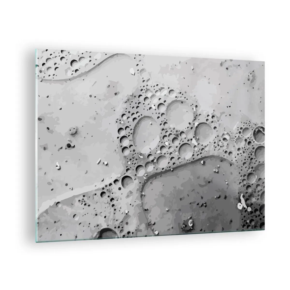 Schilderen op glas - Abstract bubbelpatroon op het oppervlak in grijstinten - 70x50cm - Schuimspoor - Moderne wanddecoratie voor woonkamer en slaapkamer ARTTOR