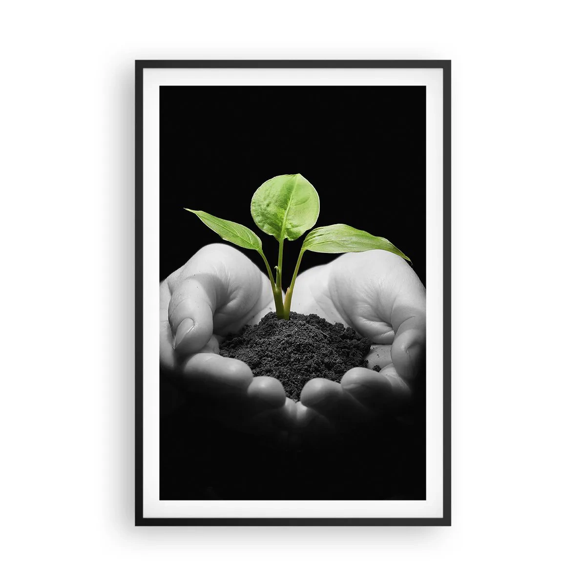 Poster in een zwarte lijst - Ik hou van de natuur, ik bescherm haar - 61x91 cm