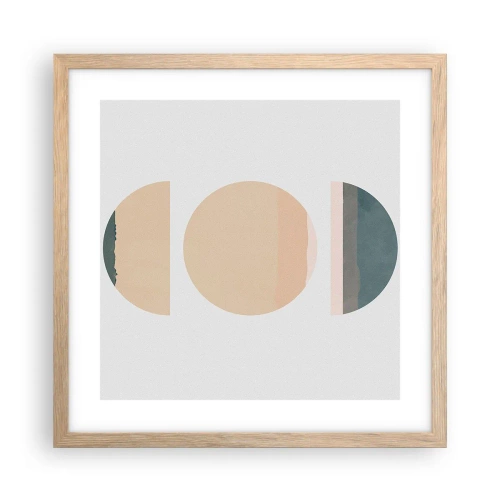 Een poster in een licht eiken lijst - Een Wiel achter een andere - 40x40 cm