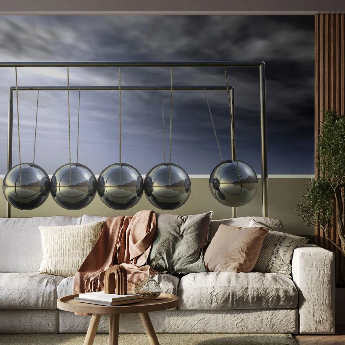 Fotobehang Standard Eco - De energie van de wereld - De slinger van Newton, Natuurkunde, Abstractie - 400x280 cm