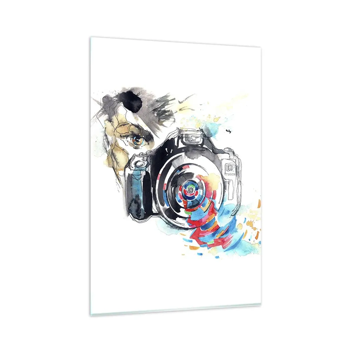 Schilderen op glas - In het oog van de lens - 80x120 cm