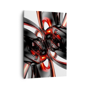 Schilderen op canvas - Beweging in grafiet en rood - 50x70 cm
