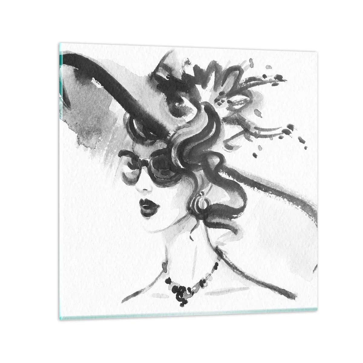 Schilderen op glas - Een dame met karakter - 70x70 cm