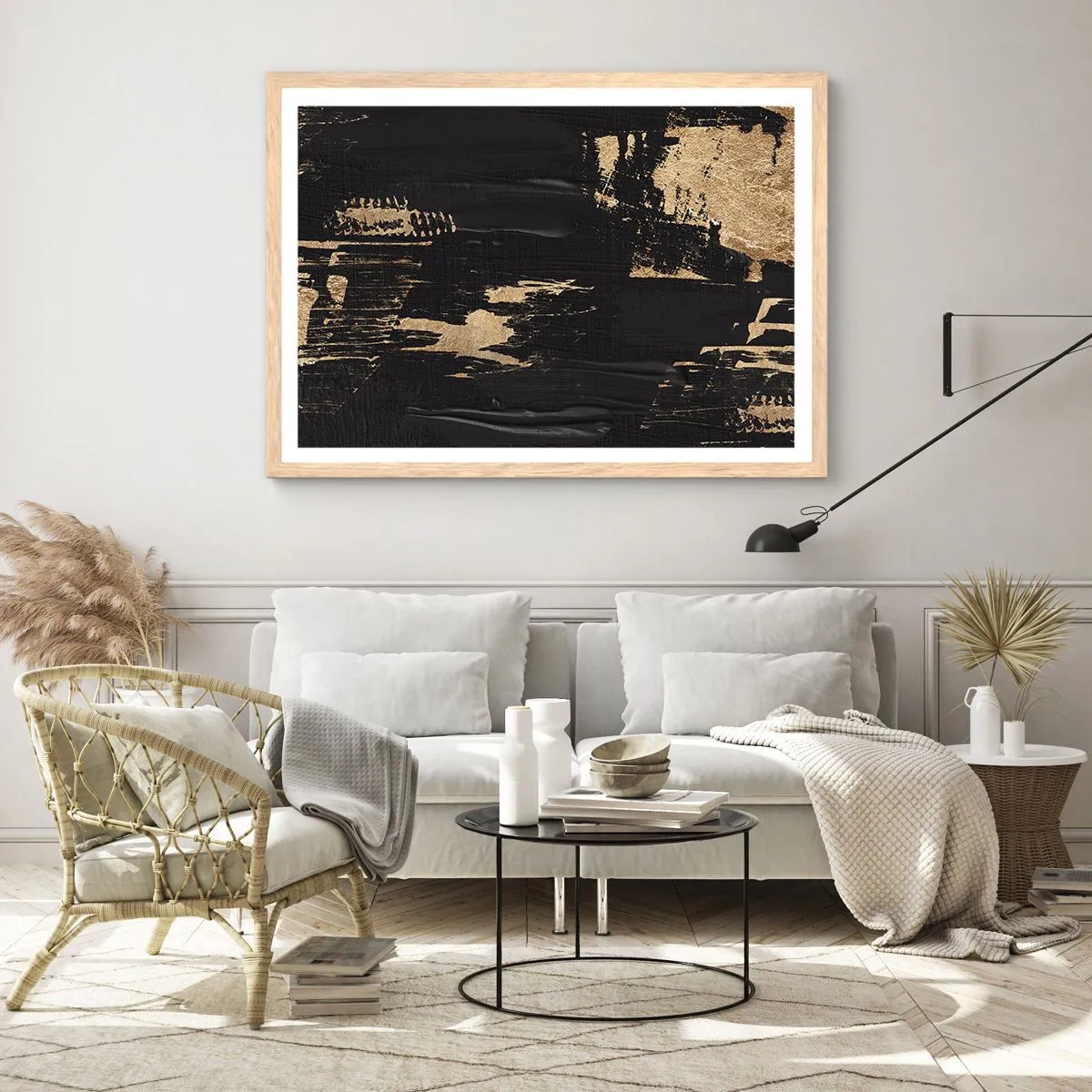 Een poster in een licht eiken lijst - Spoor van aanraking - 70x50 cm