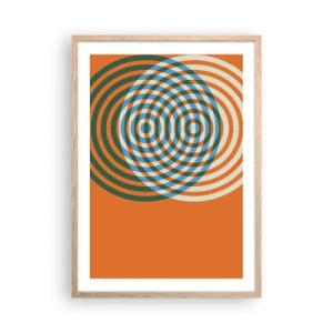 Een poster in een licht eiken lijst - Abstracte circulaire variatie - 50x70 cm