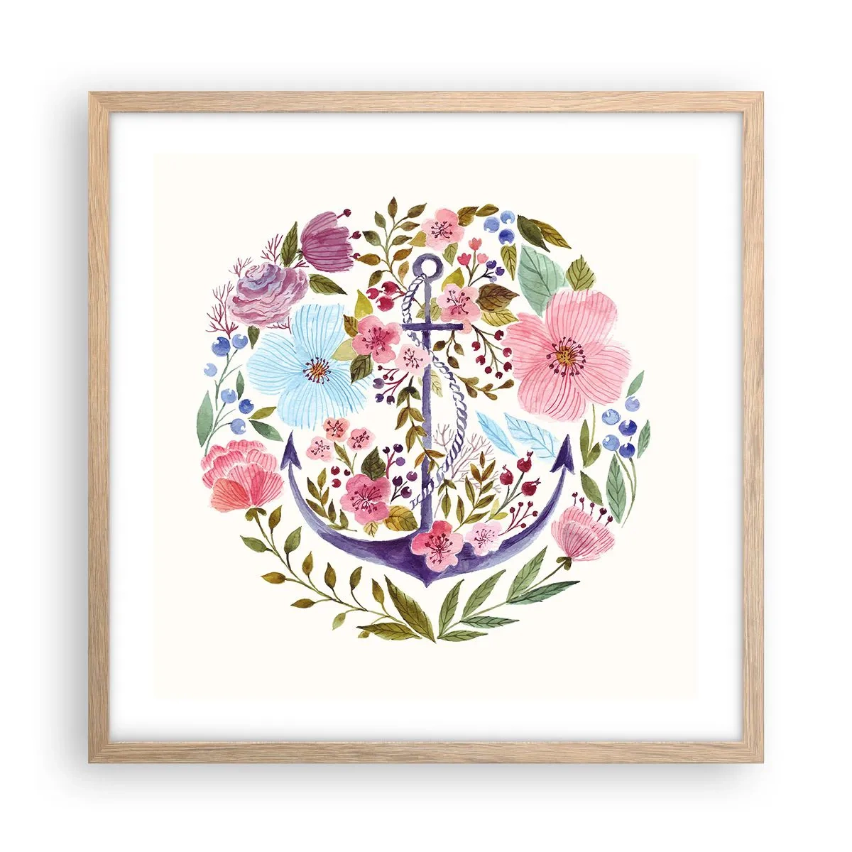 Een poster in een licht eiken lijst - Goede droom van zeeman - 50x50 cm