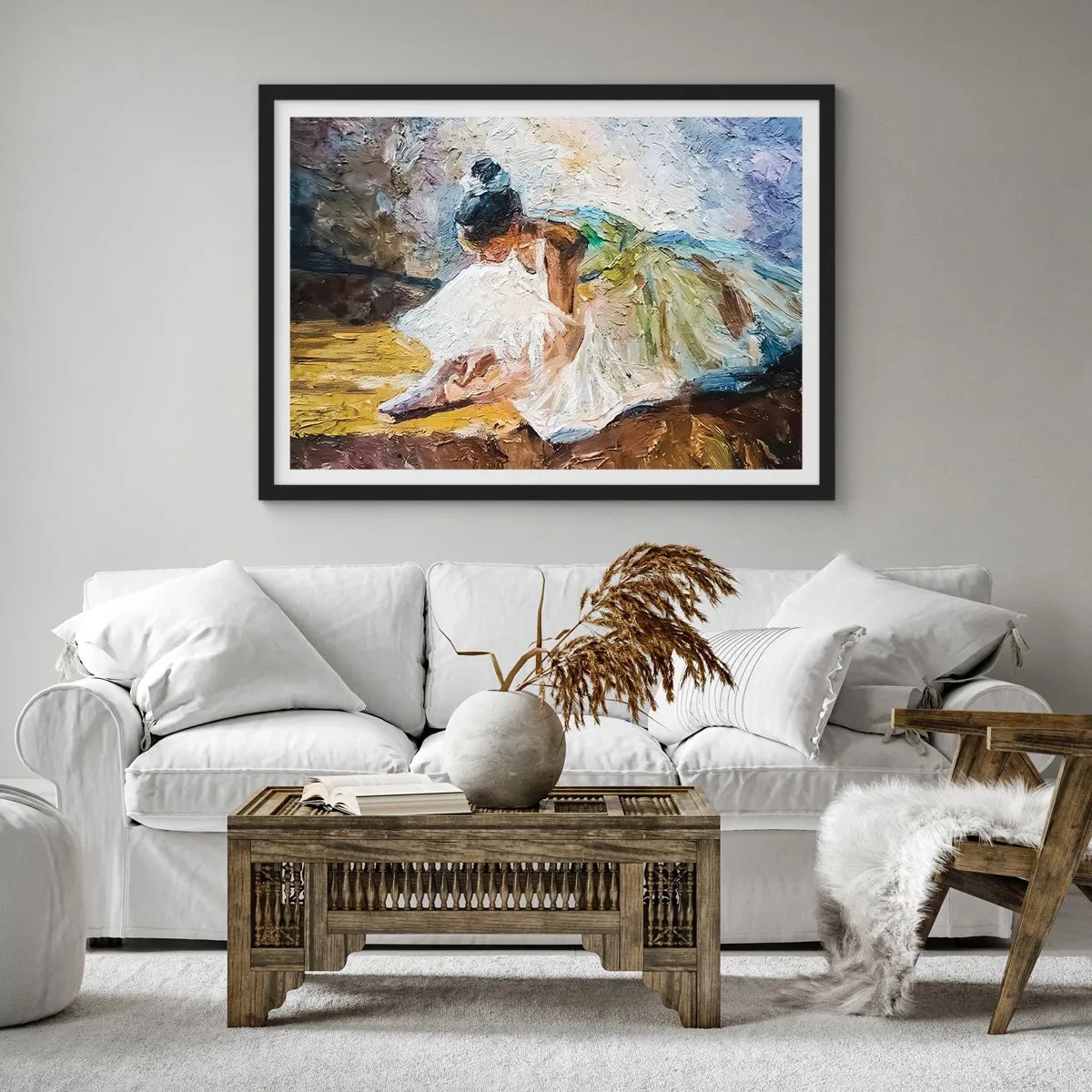 Poster in een zwarte lijst - Naar een schilderij van Degas - 100x70 cm