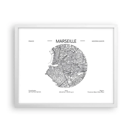 Poster in een witte lijst - Anatomie van Marseille - 50x40 cm