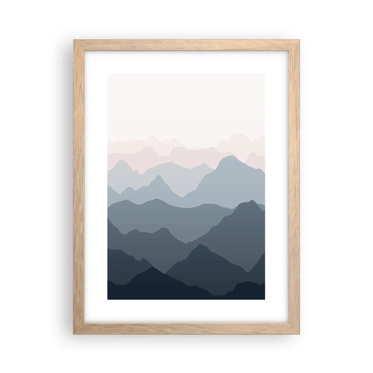 Een poster in een licht eiken lijst - Golven van de bergen - 30x40 cm