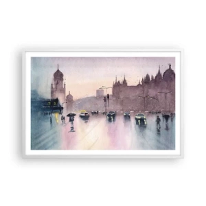 Poster in een witte lijst - In de regenachtige nevel - 91x61 cm