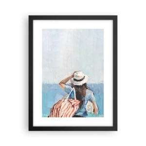 Poster in een zwarte lijst - Welkom bij je vakantie - 30x40 cm