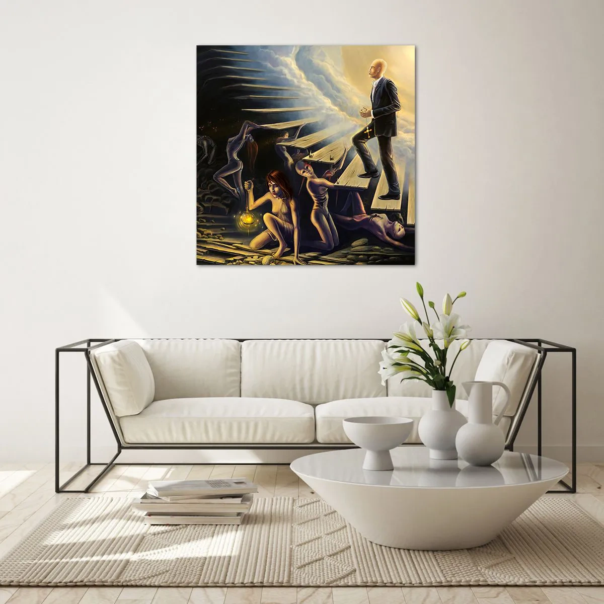 Schilderen op glas - Danteske reis naar het licht - 60x60 cm