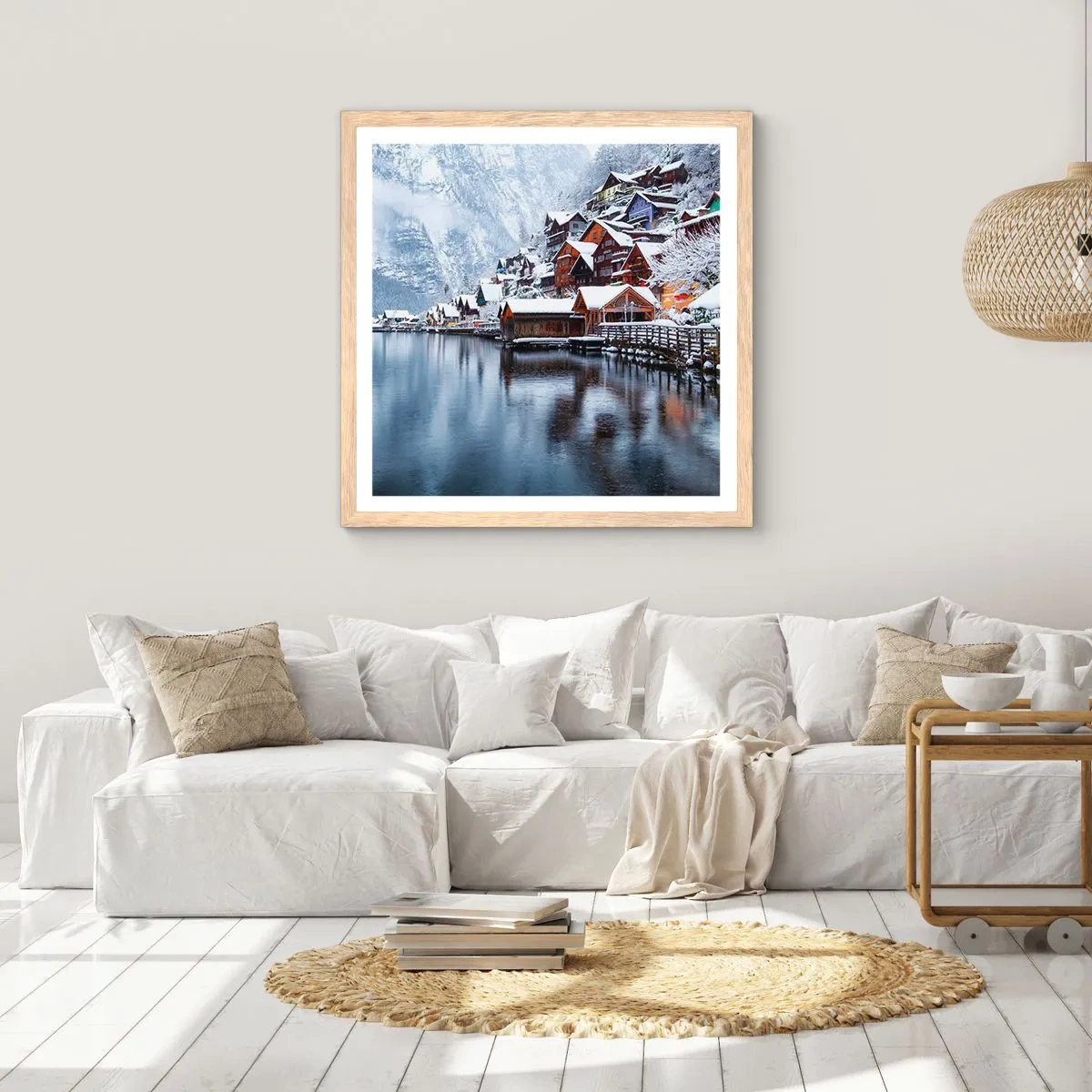 Een poster in een licht eiken lijst - In winterdecoratie - 50x50 cm