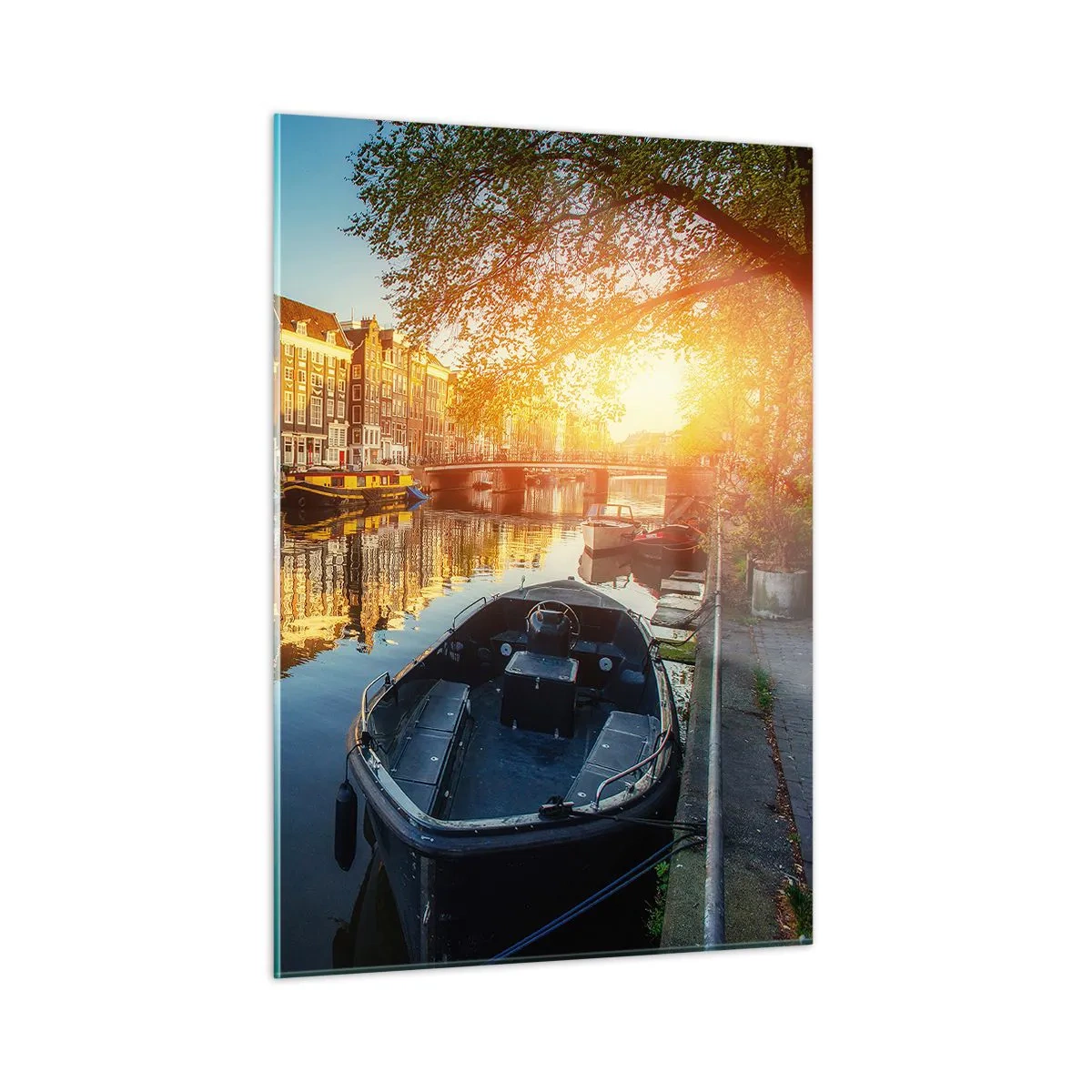 Schilderen op glas - Ochtend in Amsterdam - 50x70 cm