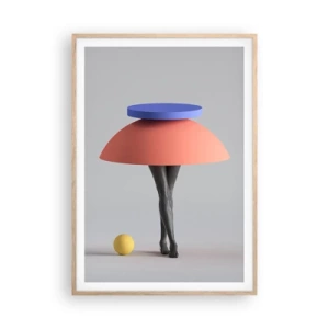 Een poster in een licht eiken lijst - Surrealistische compositie - 70x100 cm