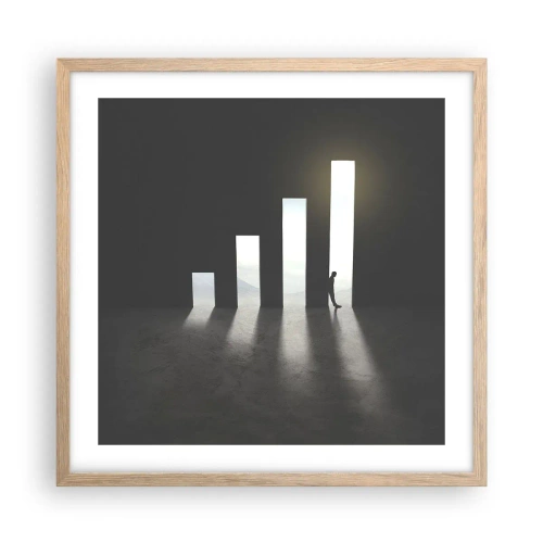 Een poster in een licht eiken lijst - Succes - impressie - 50x50 cm