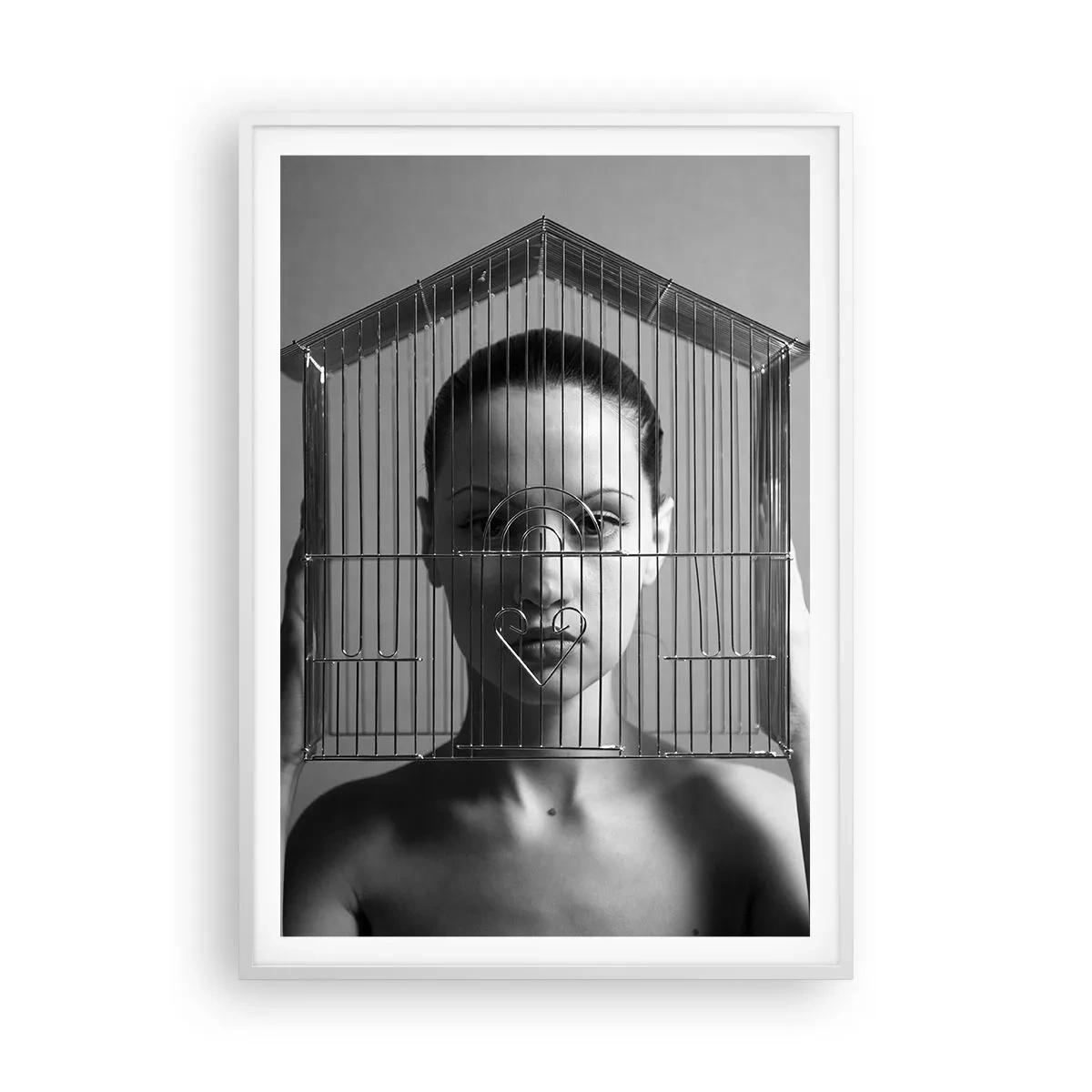 Poster in een witte lijst - Een ietwat surrealistisch portret - 70x100 cm