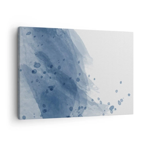 Schilderen op canvas - Abstracte vlekken en strepen in tinten blauw - 70x50cm - Blauwe tule - Moderne wanddecoratie voor woonkamer en slaapkamer ARTTOR