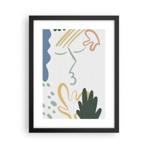 Poster in een zwarte lijst - Kus van bloemen - 30x40 cm