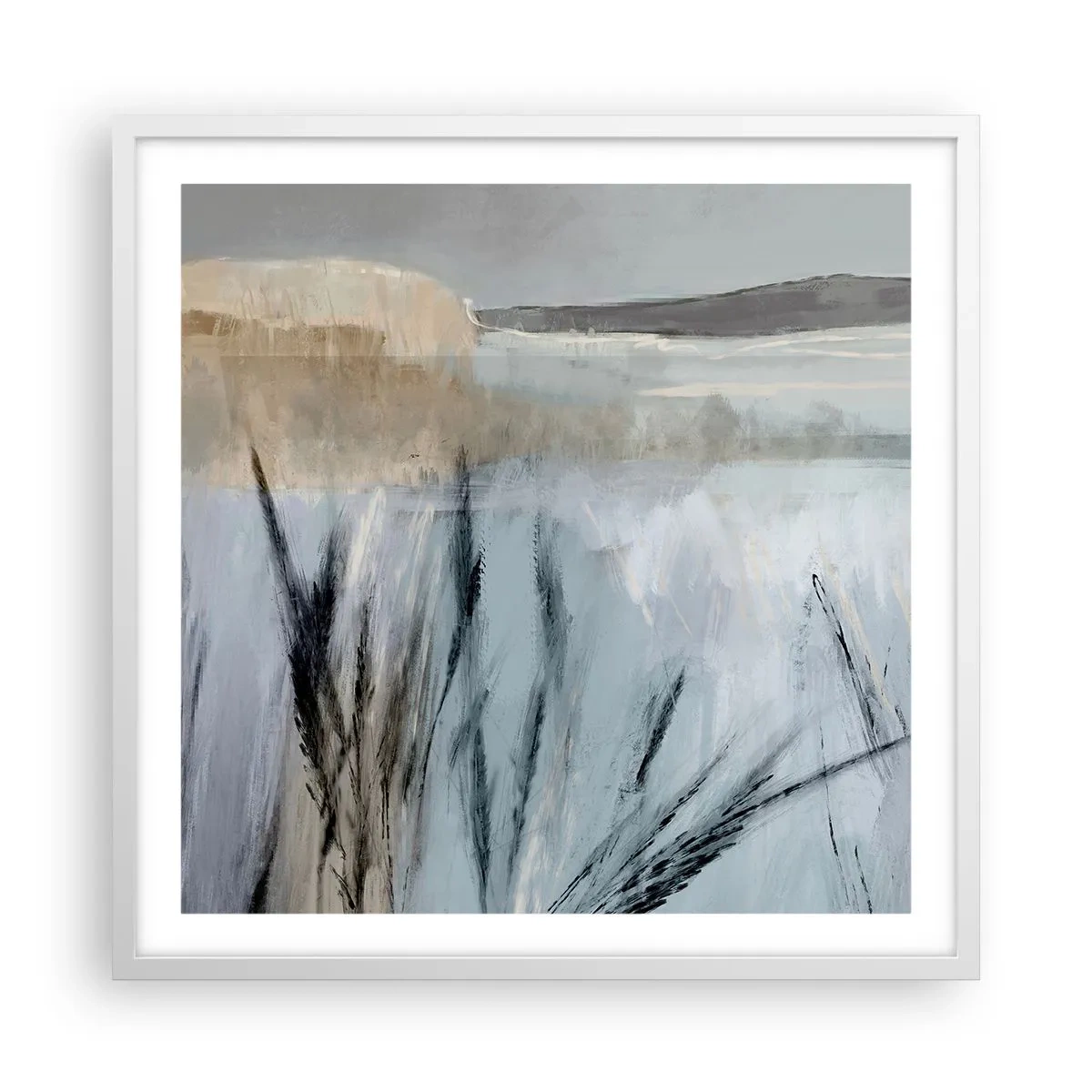 Poster in een witte lijst - Wintervelden - 60x60 cm