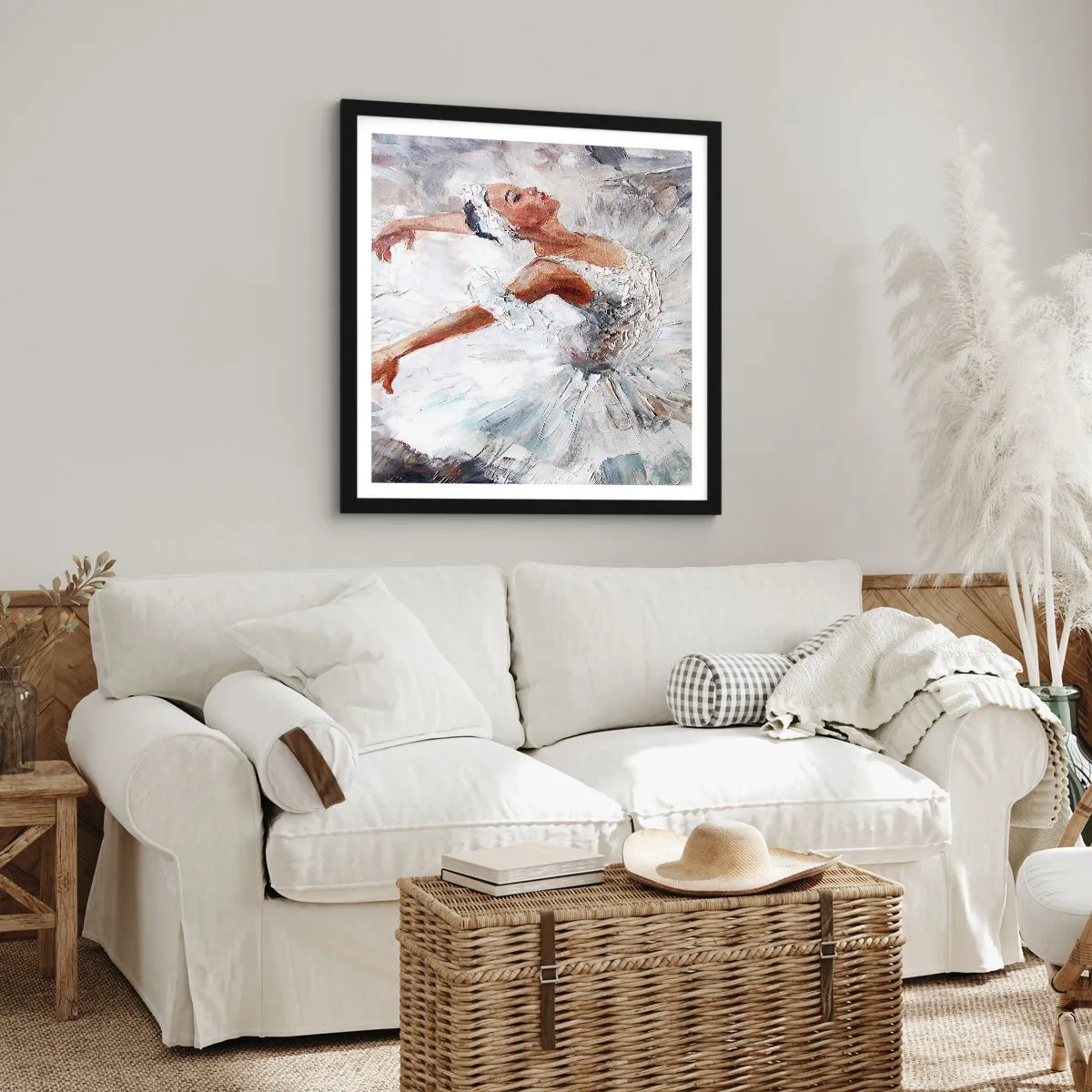 Poster in een zwarte lijst - Delicaat en licht als tule - 30x30 cm
