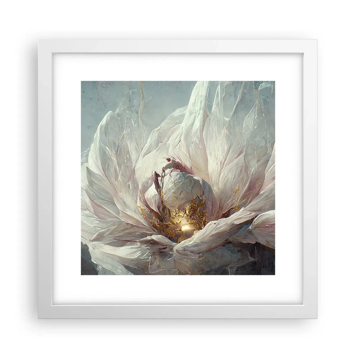 Poster in een witte lijst - Hij bloeit eens in de honderd jaar - 30x30 cm